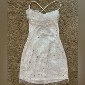 Lucy in the sky Sequin Beaded Bodycon Dress in White